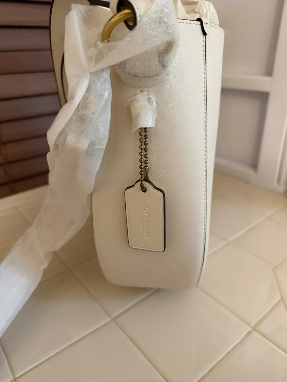 Coach Cream Crossbody Saddle Bag with Wide Strap